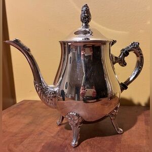 Vintage Silver-plated EP Brass Viking Coffee Pot with Brass Base